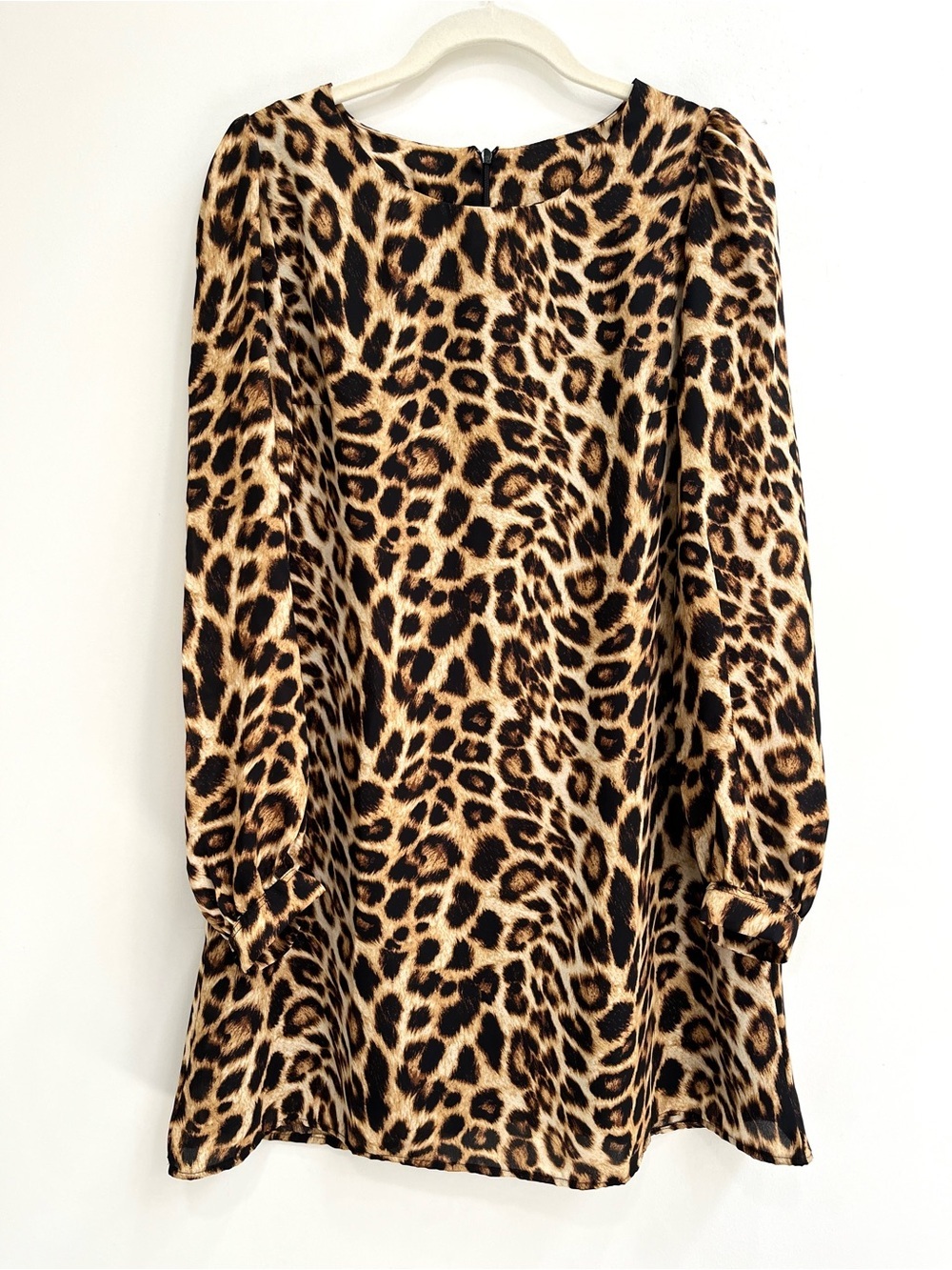 Chloe Kristyn leopard print long sleeve chiffon shift dress XS